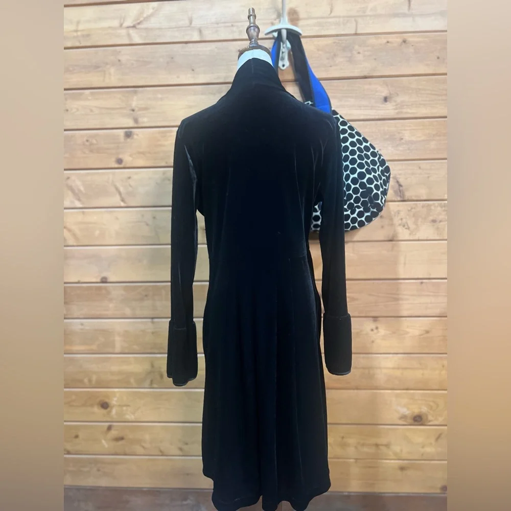 Soma Intimates Black Velvet Robe / Overcoat XS — Satin Front Tie, Luxe Draping